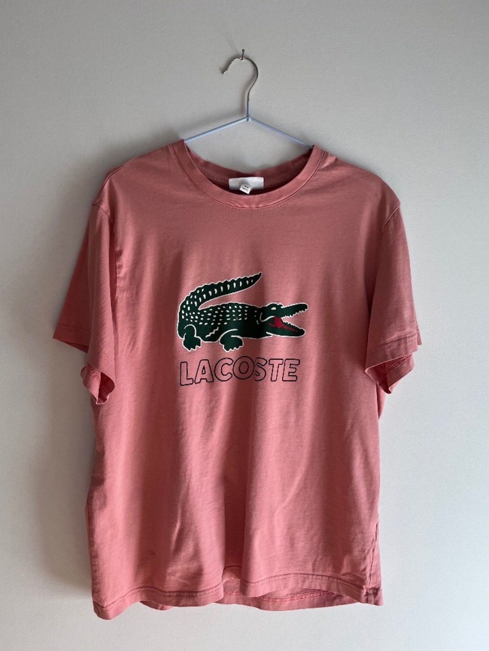 Lacoste classic crocodile logo tee in clay pink - XL